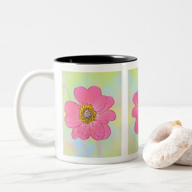 White Mug With Flowers Två-Tonad Mugg (Med munk)