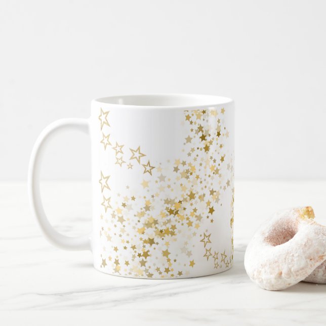 White Mug with golden stars Kaffemugg (Med munk)