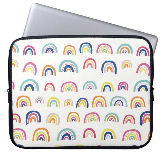 White Multi Rainbow Laptop sleeve (Framsidan)