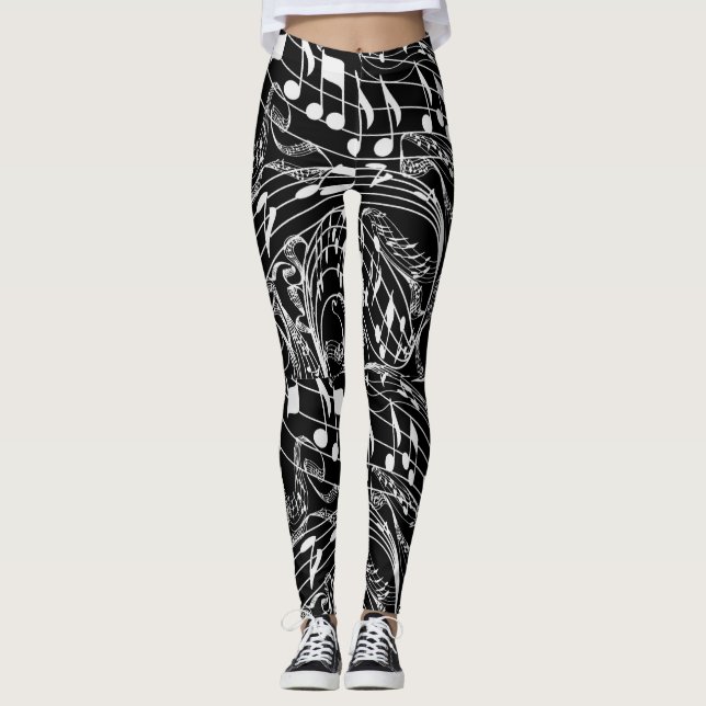 WHITE MUSIK NOTER LEGGINGS (Framsida)