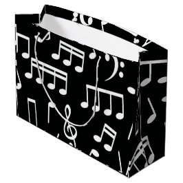 White Musik noter på Black Background Gift Bag