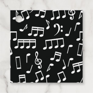 White Musik noter på Black Background Gift-Märkre Gåvor Etiketter