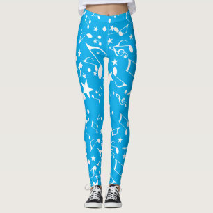 White Musik noter på Blue Leggings