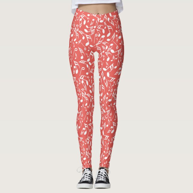 White Musik noter Red Leggings (Framsida)