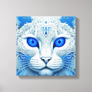 White Mystical Cat Etheral AI Art Canvastryck