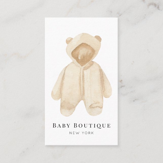 White Nalle Romper Baby Boutique Social Media Visitkort (Framsida)