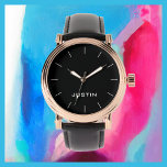 White Namn Classy Ro Guld Manar Black Band Wrist W Armbandsur<br><div class="desc">Den här manarnas glam glam glam snyggt glam, skåra i elegant dekoreras med svart bakgrund, svart band och personlig med ditt namn. Du kan enkelt ändra namn och ta bort de vita skalmarkeringarna om du vill. Vilken underbar gåva till en bäste man, groomsman, vaktmästare, studenten, fars dag, födelsedag eller något...</div>