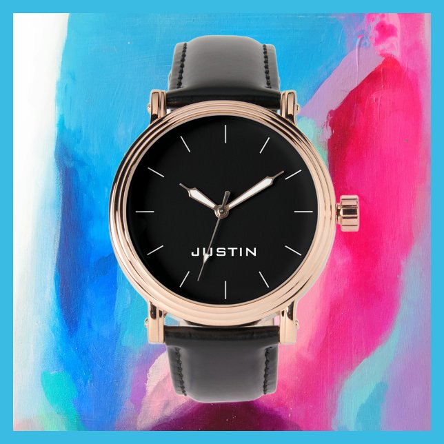 White Namn Classy Ro Guld Manar Black Band Wrist W Armbandsur (Skapare uppladdad)