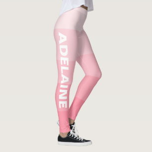 White Namn Snyggt 5 Salmon Rosa Shades Blods Leggings