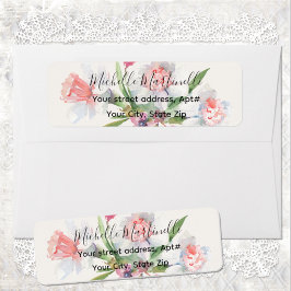 White Narcissus Floral Wedding return address Returadress Etikett