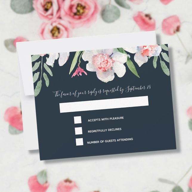 White Narcissus on Navy OSA and Menu Kort (Skapare uppladdad)