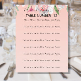 White Narcissus på Rosa Bröllop Seating Flyer