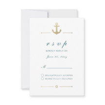 White Nautical Guld Anchor Response OSA kort