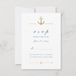 White Nautical Guld Anchor Response OSA kort