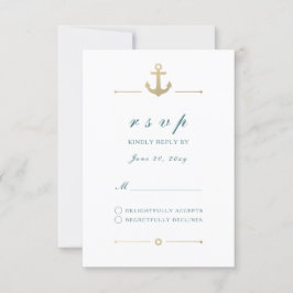 White Nautical Guld Anchor Response OSA kort