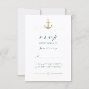 White Nautical Guld Anchor Response OSA kort