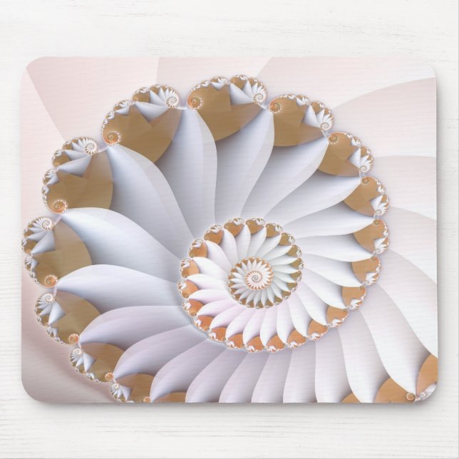 White Nautilus Abstrakt Seashell Art Musmatta (Framsidan)