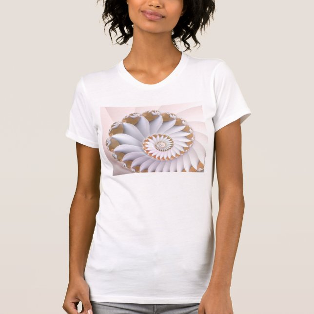 White Nautilus Abstrakt Seashell Art T-shirt (Framsida)