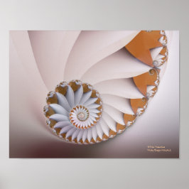 White Nautilus Abstrakt Seashell Bra Fractal Poster