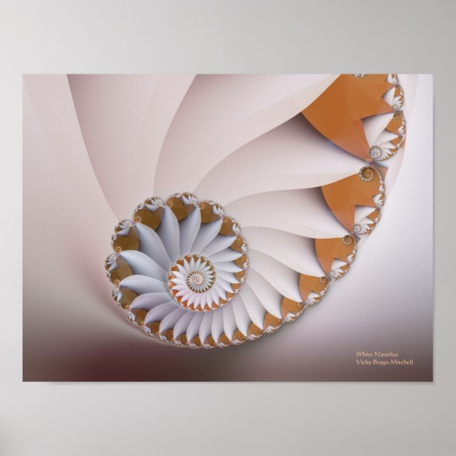 White Nautilus Abstrakt Seashell Bra Fractal Poster (Framsidan)