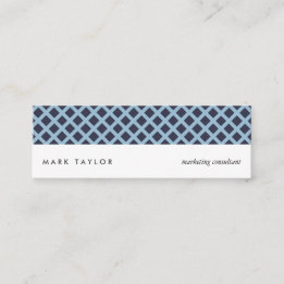 White navy blue grey criss-cross modern card mini visitkort