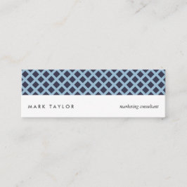 White navy blue grey criss-cross modern card mini visitkort