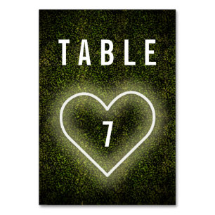 White Neon Heart Boxwood Bröllop Bordsnummer