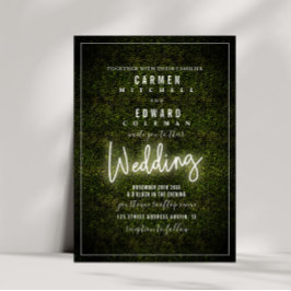 White Neon Sign Boxwood Bröllop Inbjudningar