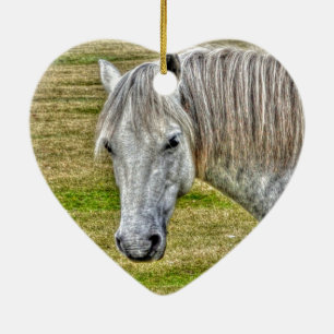 White New Forest Pony Vild Horse Julgransprydnad Keramik