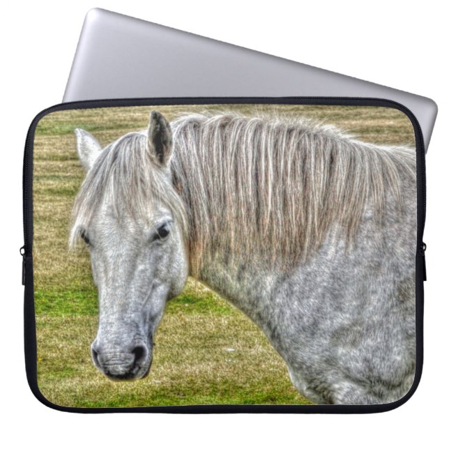 White New Forest Pony Vild Horse Laptop Sleeve (Framsidan)