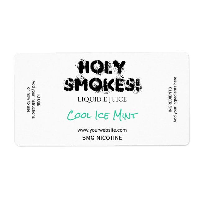 White Nicotine E Juice Labels Fraktsedel (Framsidan)