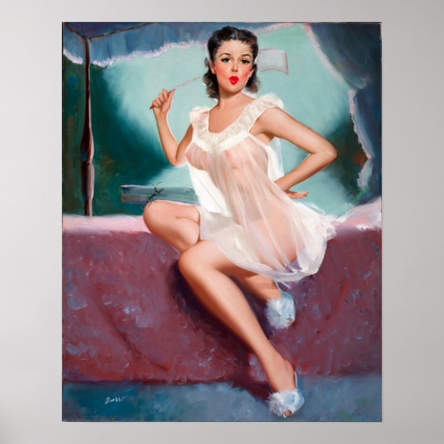 White Nighty Pin Up Poster (Framsidan)