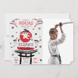 White Ninja Warrior Martial Arts Birthday Photo Inbjudningar