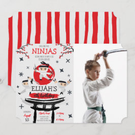 White Ninja Warrior Martial Arts Birthday Photo Inbjudningar