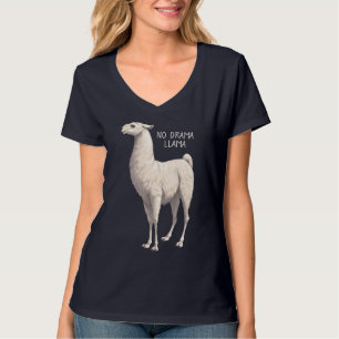 White No Drama Llama T Shirt