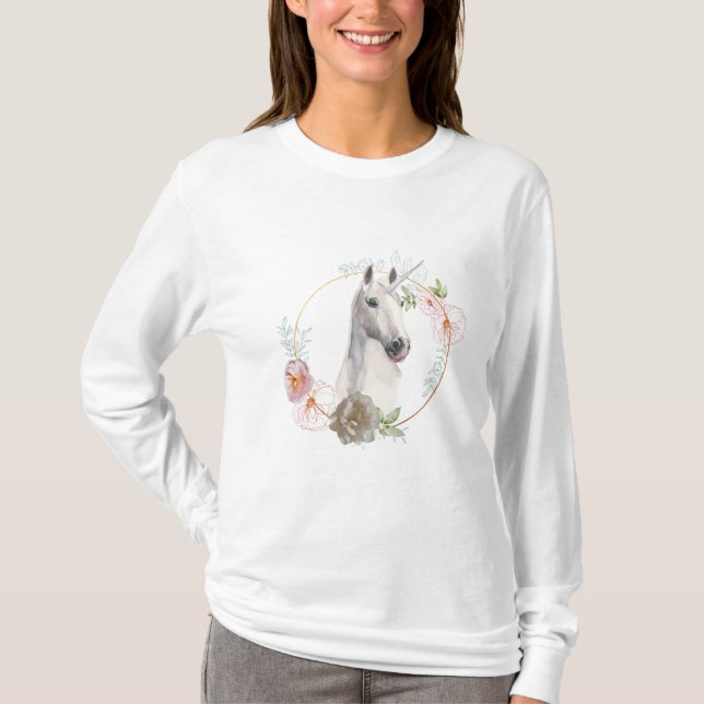 White Noble Unicorn T-Shirt (Framsida)