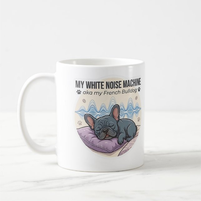 White Noise Machine Frenchie-dekal Kaffemugg (Vänster)