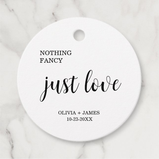 White Nothing Fancy Just Love Wedding   Gåvor Etiketter (Framsida)