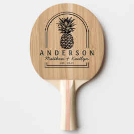 White Oak Trä Ananas Bröllopsbåge & Namn Pingisracket