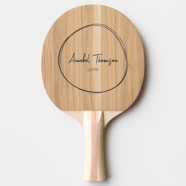 White Oak Wood Name in Drawn Circle  Pingisracket (Framsidan)