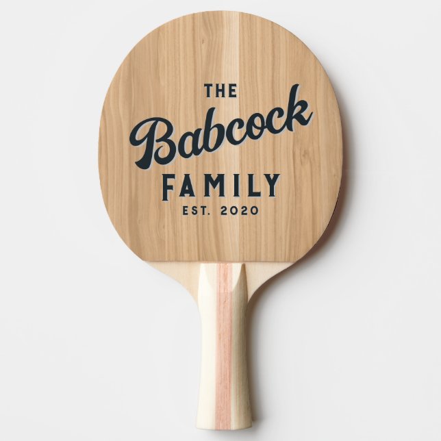 White oak Wood Retro Family Name & Year Pingisracket (Framsidan)