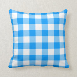 White och Bright Blue Gingham Kudde