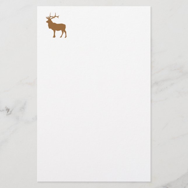 White och Brown Elk Brevpapper (Framsida)