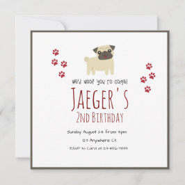 White och Brown Pet Födelsedagsfest inbjudan