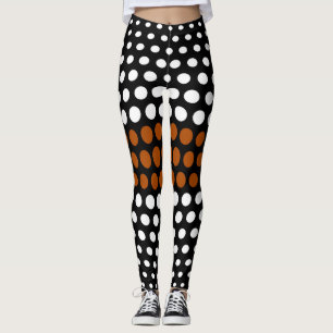 White och Brown Polka Dot Mönster Leggings