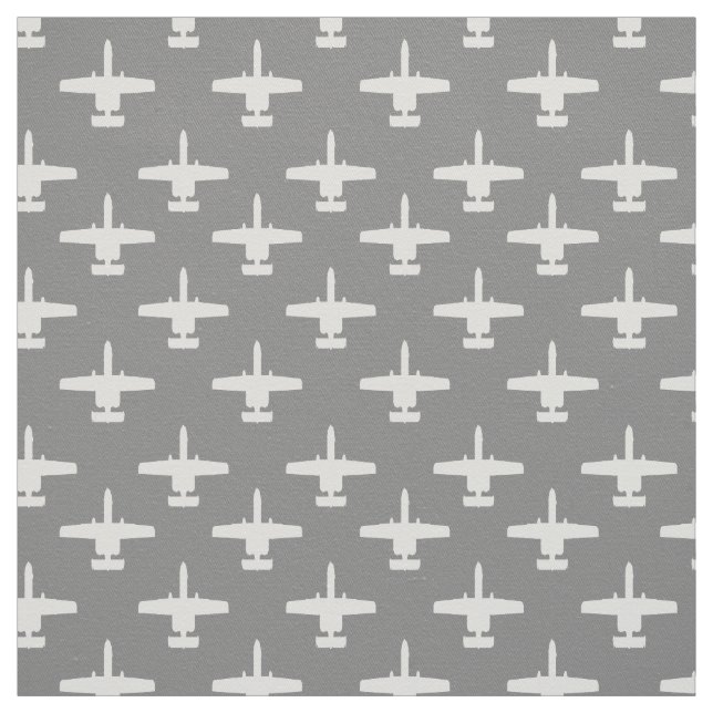 White och Grått A-10 Warthog Attack Jet Mönster Tyg (Provkarta)