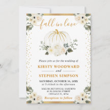White och Guld Blommigt Pumpkin Fall Wedding