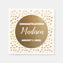 White och Guld Confetti College Trunk Party Grad Pappersservett