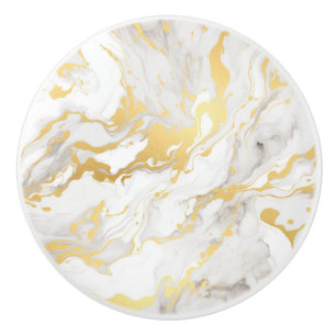 White och Guld Faux Marble Knopp