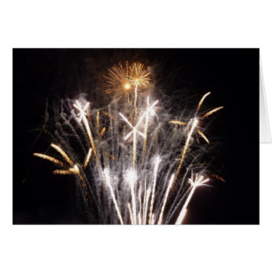 White och Guld Fireworks II Patriotic Firande Hälsningskort